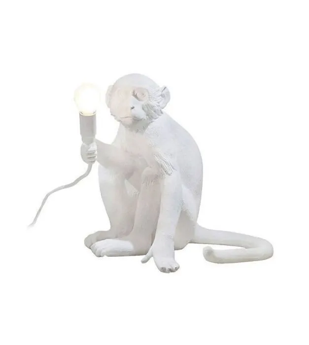 Merkproduct Seletti Monkey Sitting tafellamp wit INDOOR