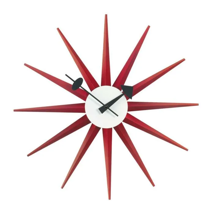 Laatste Versie Vitra Sunburst klok-Rood