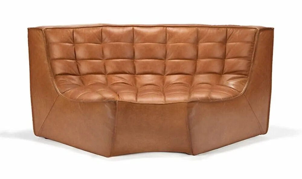 Populair Ethnicraft N701 Sofa round corner hoekdeel-Cognac