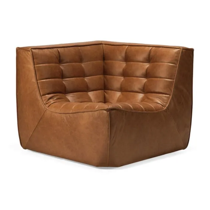 Ethnicraft N701 Sofa corner hoekdeel-Cognac Beperkte Voorraad