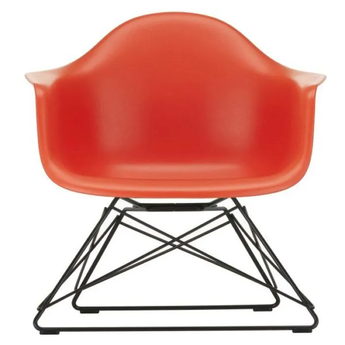 Tijdelijk Beschikbaar Vitra Eames LAR loungestoel met zwart onderstel-Poppy rood