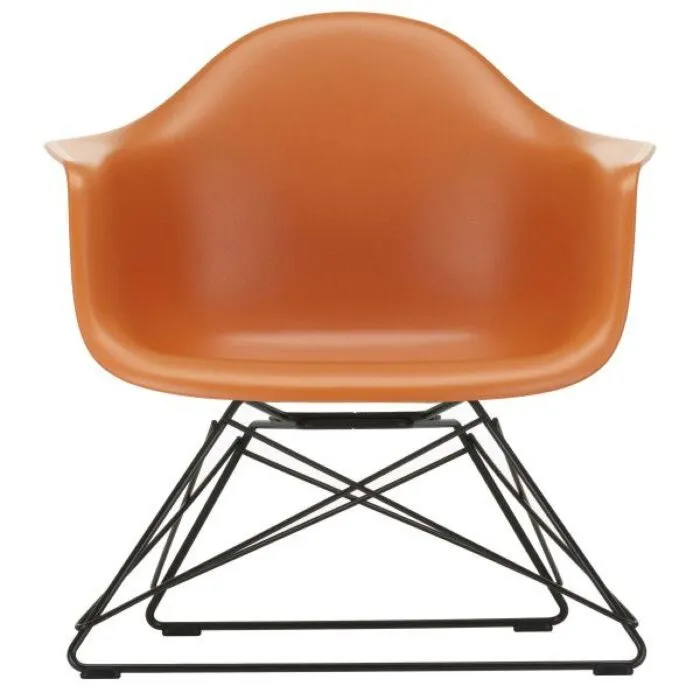 Seizoensaanbieding Vitra Eames LAR loungestoel met zwart onderstel-Roest oranje