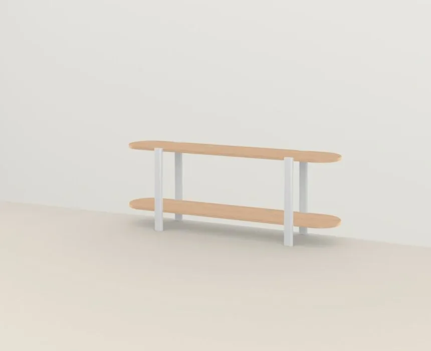 Actieprijs Studio HENK Oblique Cabinet OB-2L wit frame-155 cm (2 frames)-Hardwax oil light