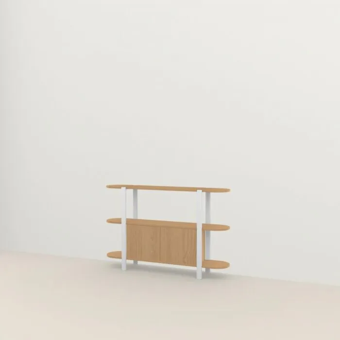Speciale Aanbieding Studio HENK Oblique Cabinet OB-3L wit frame-155 cm (2 frames)-Hardwax oil light