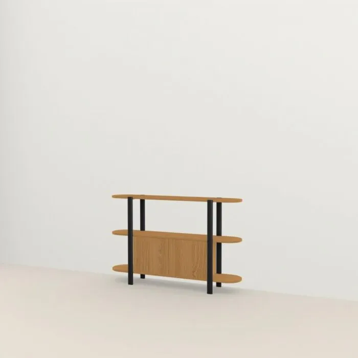 Studio HENK Oblique Cabinet OB-3L zwart frame-155 cm (2 frames)-Hardwax oil natural Premium