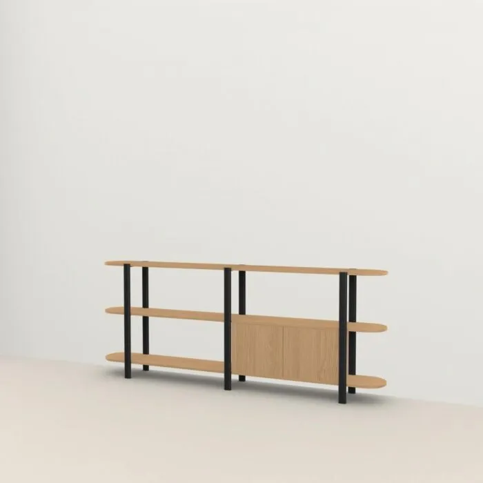 Koopje Studio HENK Oblique Cabinet OB-3L zwart frame-250 cm (3 frames)-Hardwax oil light