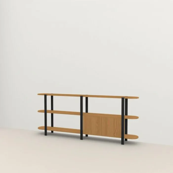 Studio HENK Oblique Cabinet OB-3L zwart frame-250 cm (3 frames)-Hardwax oil natural Actieprijs