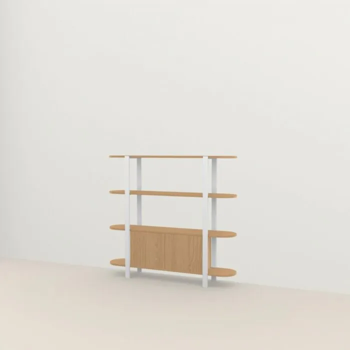 Gereduceerde Prijs Studio HENK Oblique Cabinet OB-4L wit frame-155 cm (2 frames)-Hardwax oil light