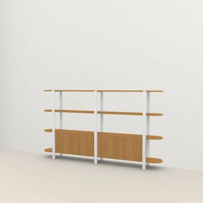 Op = Op Studio HENK Oblique Cabinet OB-4L wit frame-250 cm (3 frames)-Hardwax oil natural