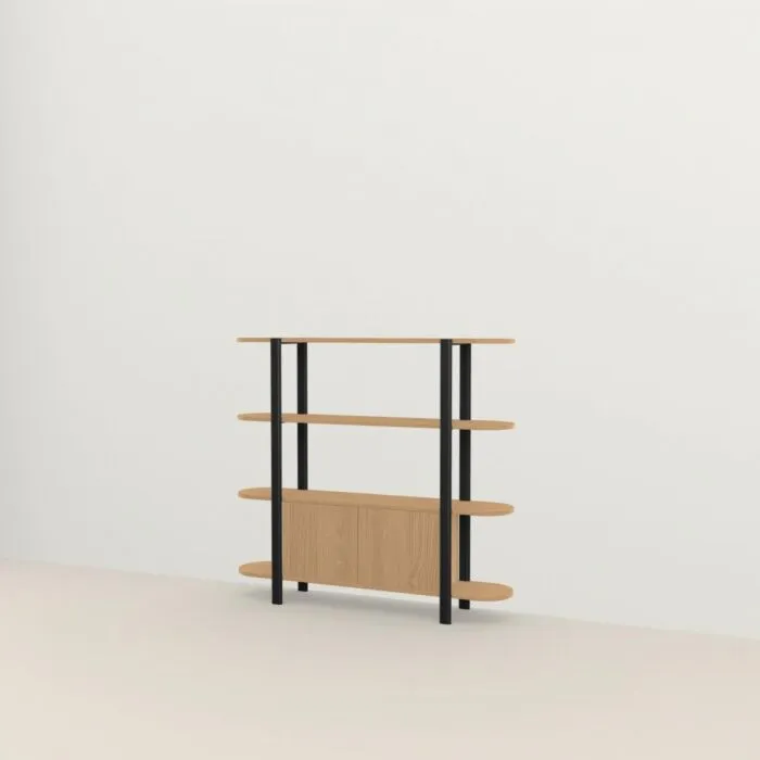 Beperkte Voorraad Studio HENK Oblique Cabinet OB-4L zwart frame-155 cm (2 frames)-Hardwax oil light