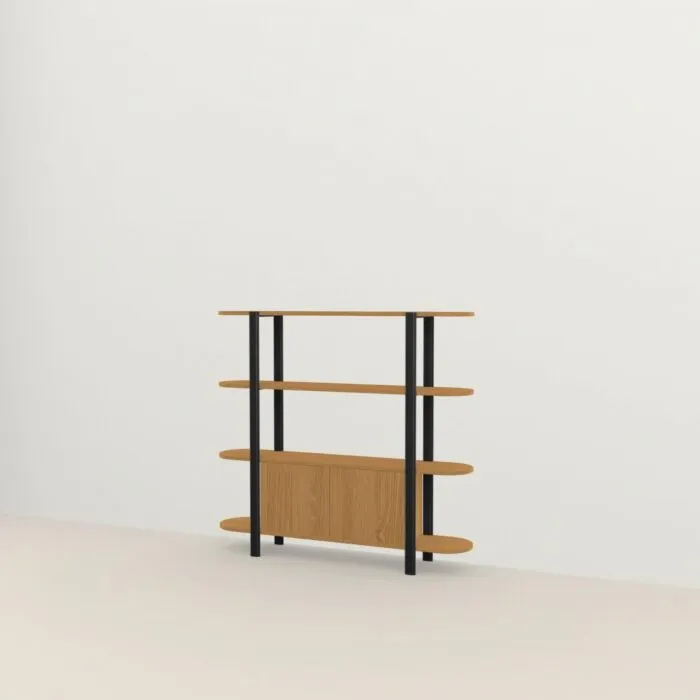 Koop Vandaag Studio HENK Oblique Cabinet OB-4L zwart frame-155 cm (2 frames)-Hardwax oil natural
