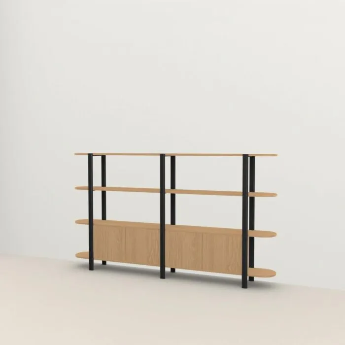 Snelle Levering Studio HENK Oblique Cabinet OB-4L zwart frame-250 cm (3 frames)-Hardwax oil light