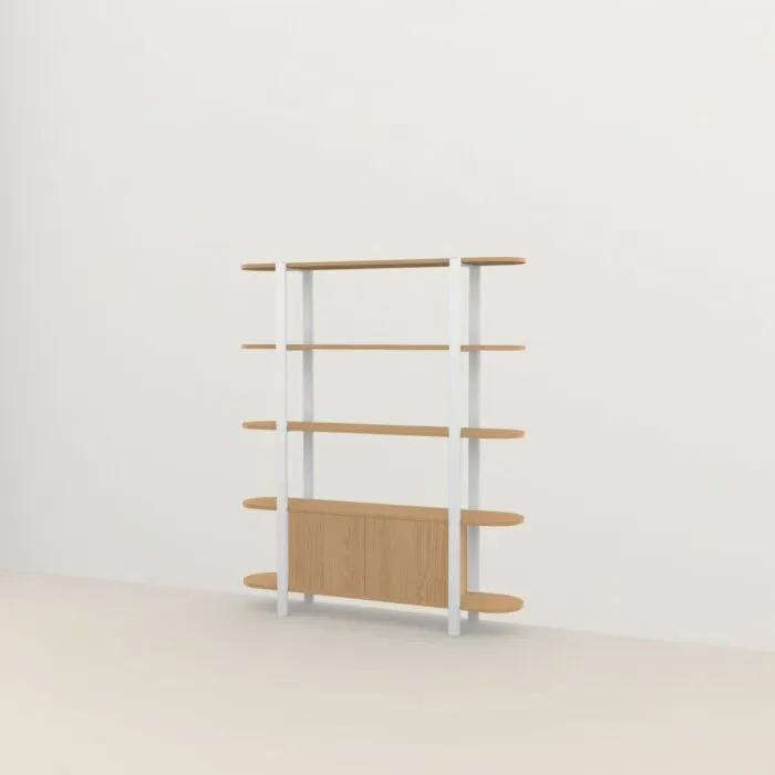 Actieprijs Studio HENK Oblique Cabinet OB-5L wit frame-155 cm (2 frames)-Hardwax oil light