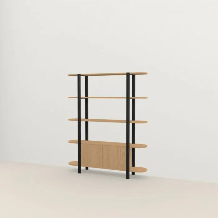 Lage Kosten Studio HENK Oblique Cabinet OB-5L zwart frame-155 cm (2 frames)-Hardwax oil light