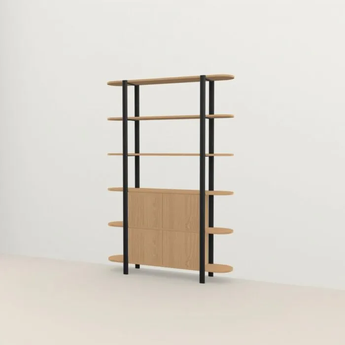 Goedkoop Studio HENK Oblique Cabinet OB-6L zwart frame-155 cm (2 frames)-Hardwax oil light
