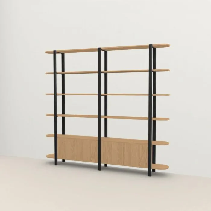 Gereduceerde Prijs Studio HENK Oblique Cabinet OB-6L zwart frame-250 cm (3 frames)-Hardwax oil light