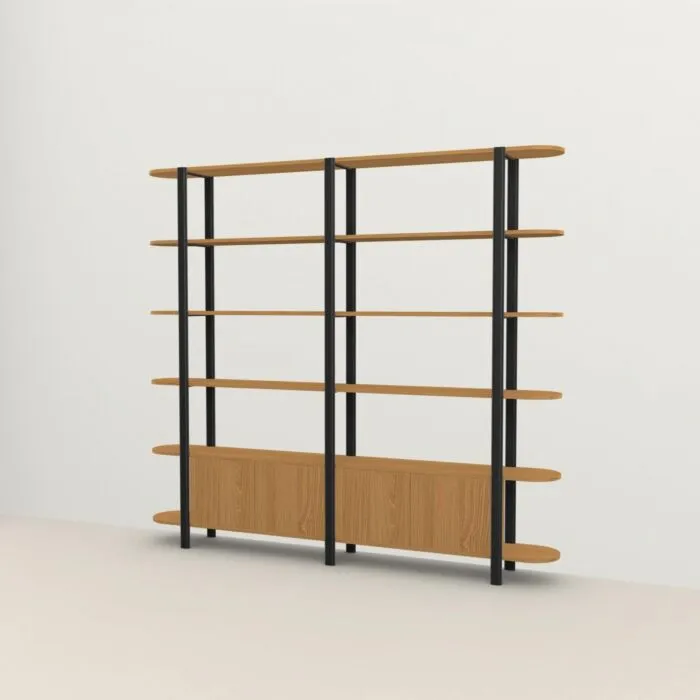 Betaalbaar Studio HENK Oblique Cabinet OB-6L zwart frame-250 cm (3 frames)-Hardwax oil natural