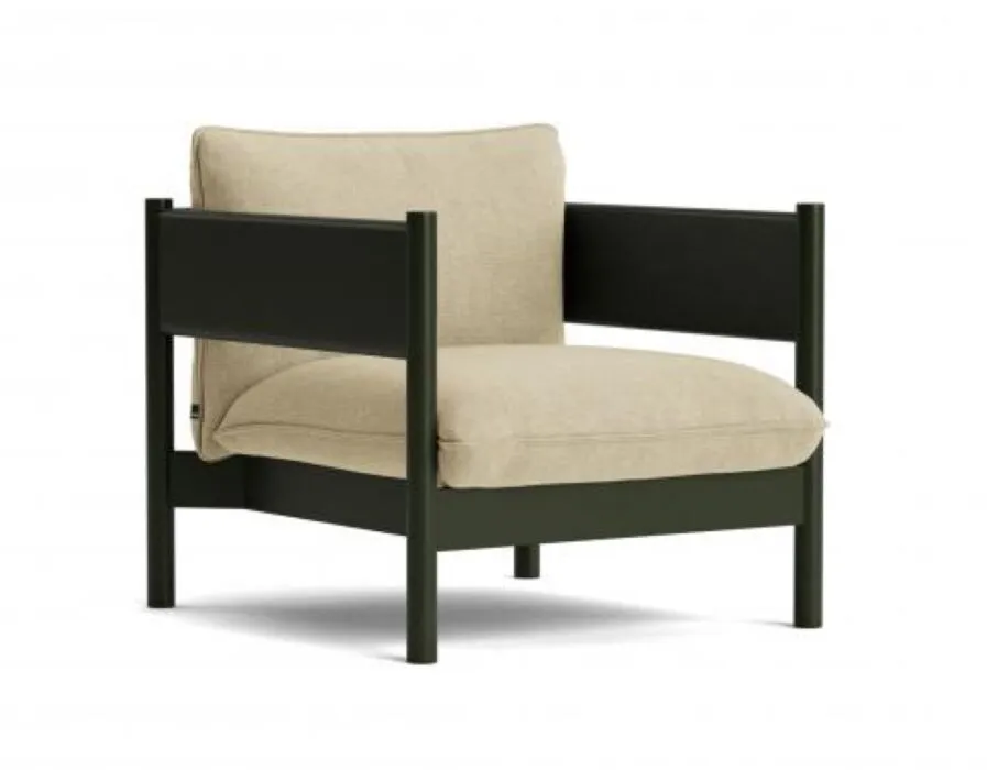 Snelle Levering HAY Arbour Club Armchair-Linen Grid Dark Beige-Bottle Green water-based massief beuken