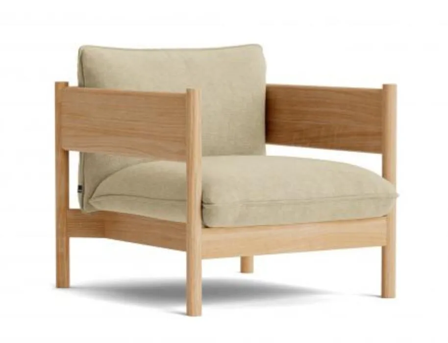 HAY Arbour Club Armchair-Linen Grid Dark Beige-Geolied gewaxt massief eiken Goedkoop