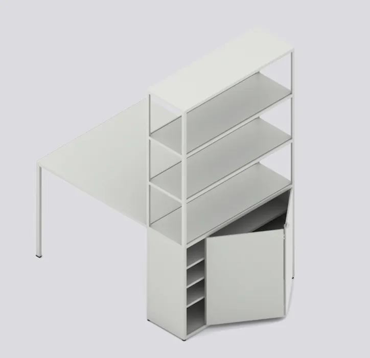 Superprijs HAY New Order Comb. 401 kast + tafel -Light grey-Met vloerveiligheidsbeugel