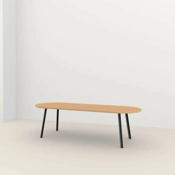 Studio HENK New Classic Flat Oval tafel zwart frame 3 cm-200x90 cm-Hardwax oil natural Flitsaanbieding