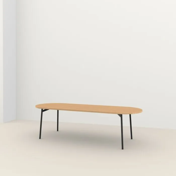 Goedkoop Studio HENK Flyta Flat Oval tafel zwart frame 4 cm-200x90 cm-Hardwax oil light