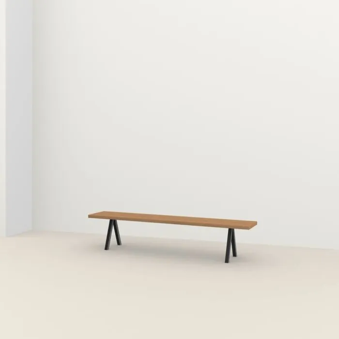 Populair Studio HENK Slim X-type Outdoor eetbank Iroko zwart frame-140 cm