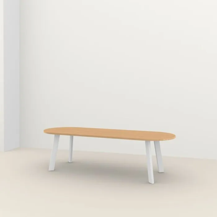 Direct Verzonden Studio HENK New Co Flat Oval tafel wit frame 4 cm-200x90 cm-Hardwax oil light