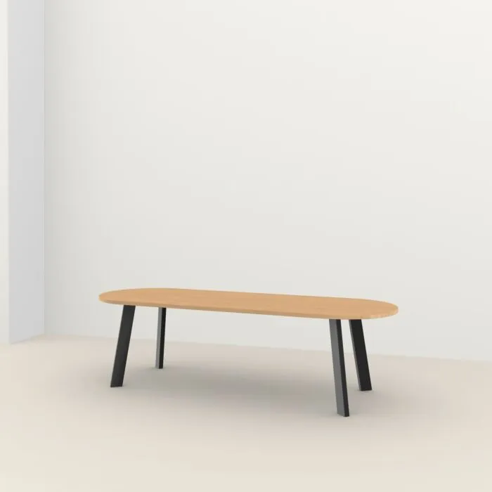 Merkproduct Studio HENK New Co Flat Oval tafel zwart frame 4 cm-200x90 cm-Hardwax oil light