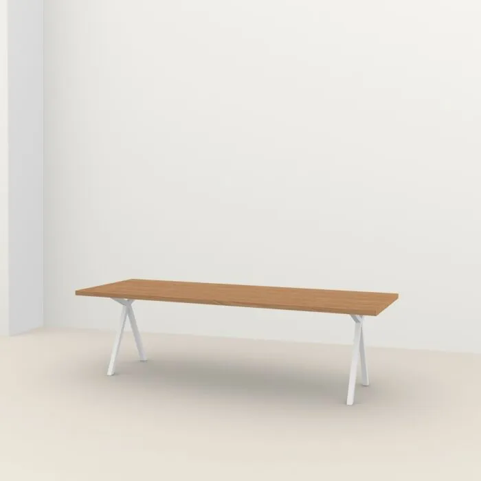 Goedkoop Studio HENK Slim X-type Outdoor tafel Iroko wit frame-160x91 cm