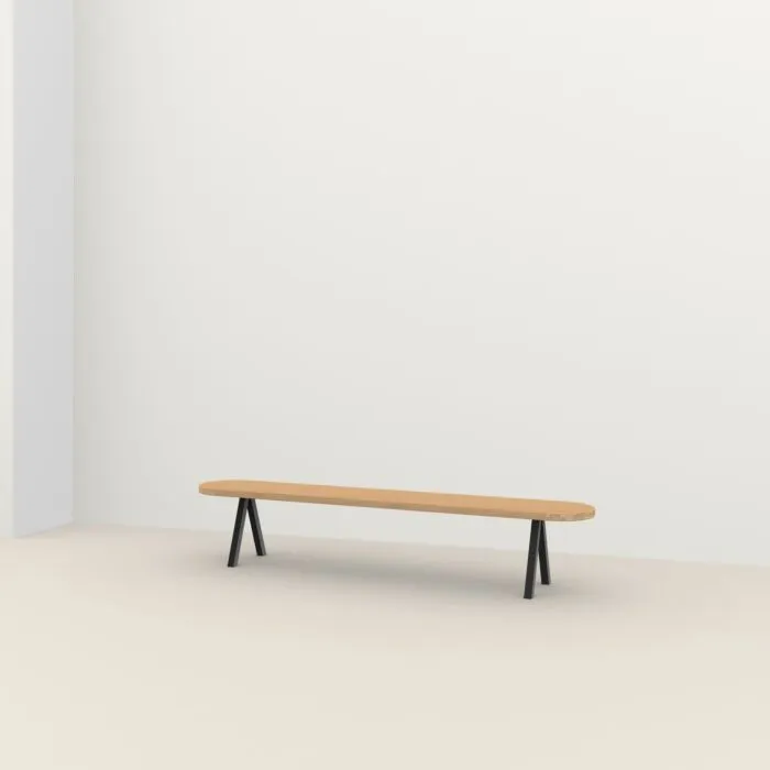 Gecertificeerd Studio HENK Slim X-type Flat Oval eetbank zwart frame-140 cm-Hardwax oil light