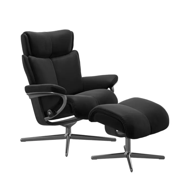 Shop Nu Stressless Magic M Cross chroom relaxfauteuil met hocker-Grijs-Paloma Black