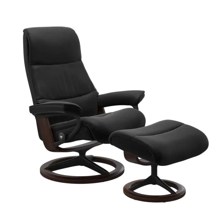 Tijdelijk Beschikbaar Stressless View M Signature zwart relaxfauteuil+hocker-Paloma Black-Bruin