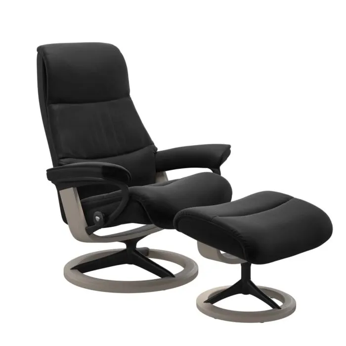 Koop Vandaag Stressless View M Signature zwart relaxfauteuil+hocker-Paloma Black-Whitewash