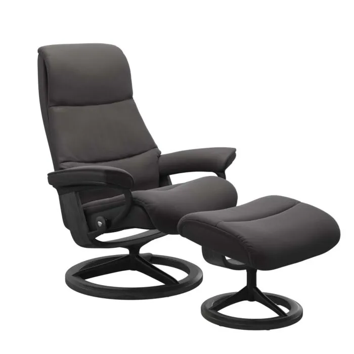Stressless View M Signature zwart relaxfauteuil+hocker-Paloma Rock-Grijs Koop Vandaag