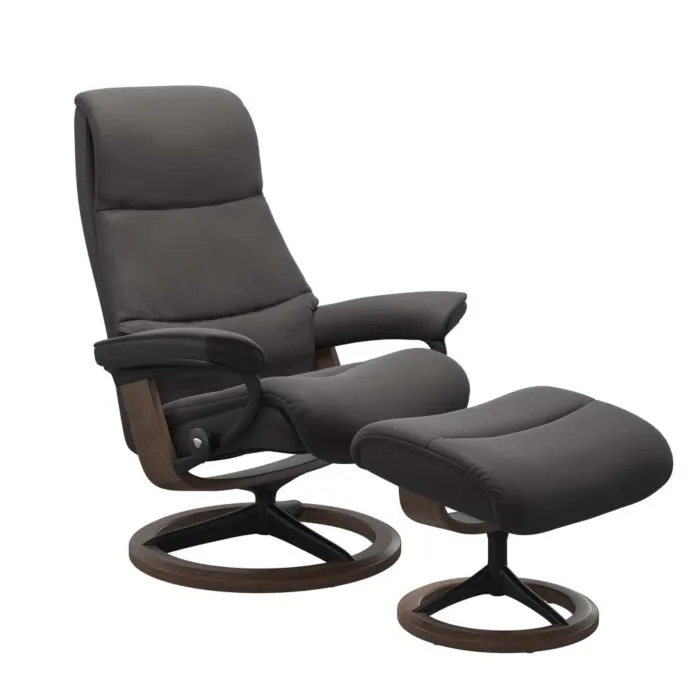 Koop Vandaag Stressless View M Signature zwart relaxfauteuil+hocker-Paloma Rock-Walnoot