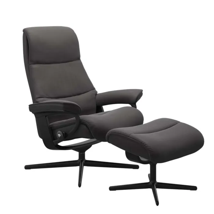 Merkproduct Stressless View M Cross zwart relaxfauteuil+hocker-Paloma Rock-Zwart