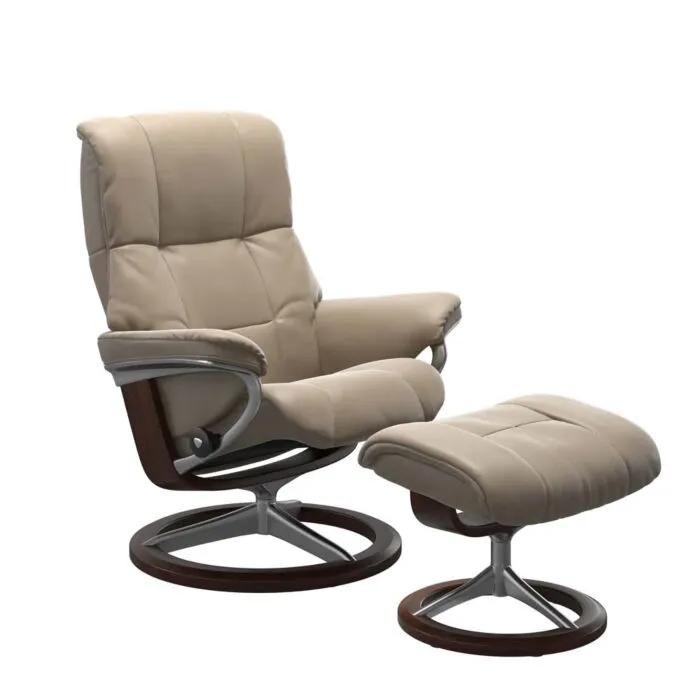 Stressless Mayfair M Signature chroom relaxfauteuil met hocker-Cori Fog-Bruin Goedkoop