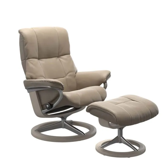 Stressless Mayfair M Signature chroom relaxfauteuil met hocker-Cori Fog-Whitewash Nu Kopen