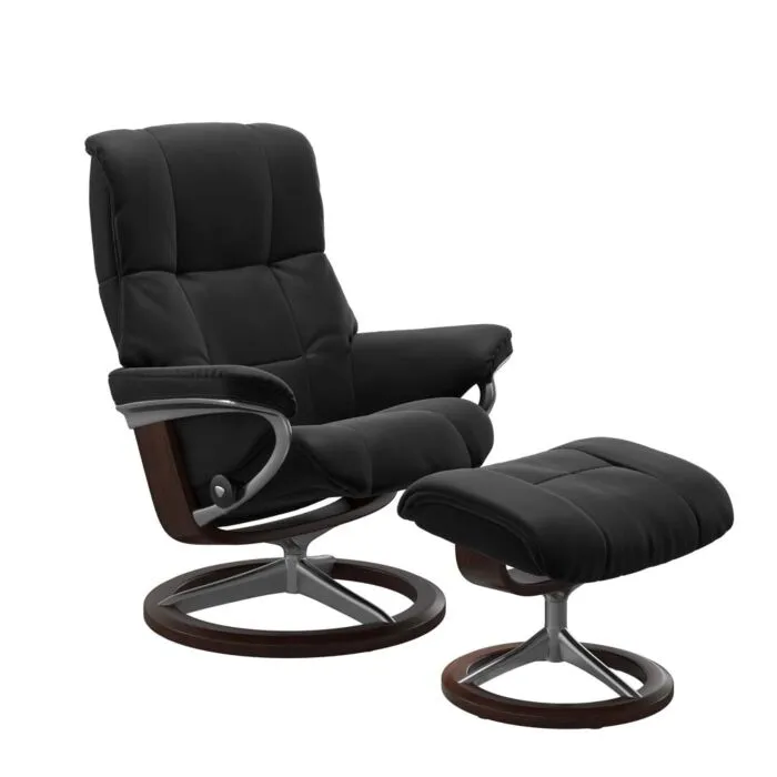 Shop Nu Stressless Mayfair M Signature chroom relaxfauteuil met hocker-Paloma Black-Bruin