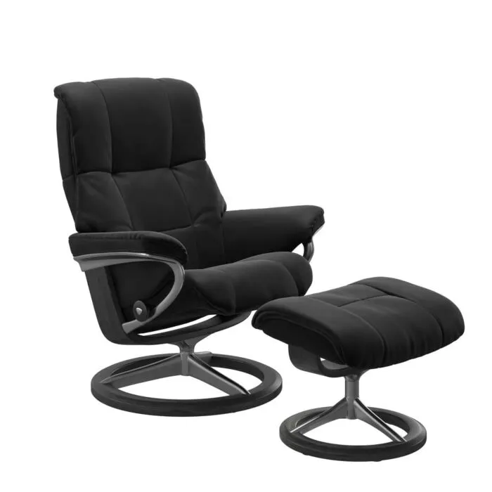 Stressless Mayfair M Signature chroom relaxfauteuil met hocker-Paloma Black-Grijs Bestel Nu