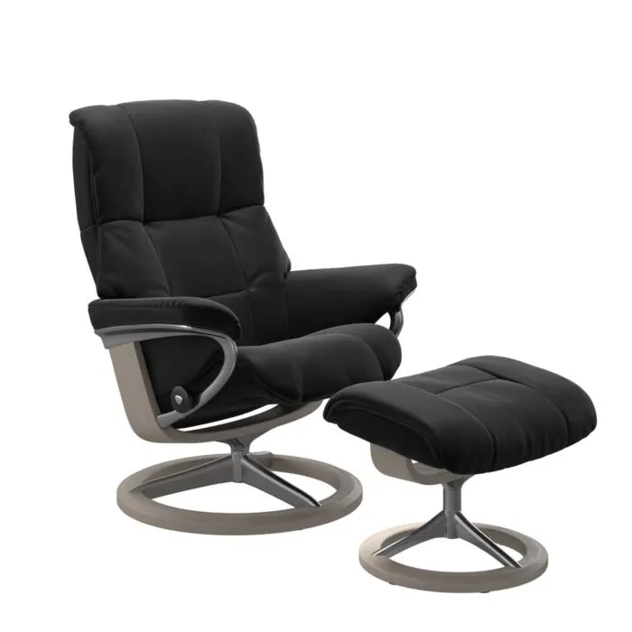 Stressless Mayfair M Signature chroom relaxfauteuil met hocker-Paloma Black-Whitewash Exclusieve Aanbieding