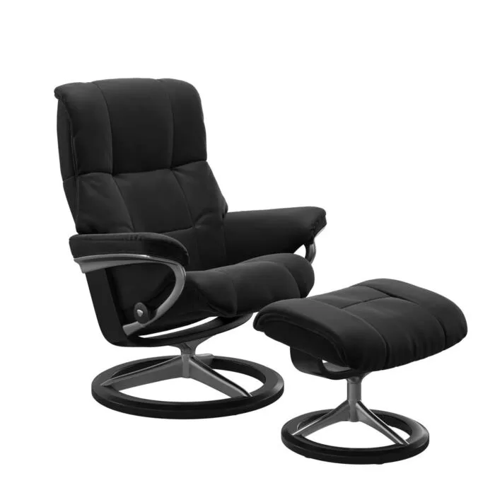Voordeelprijs Stressless Mayfair M Signature chroom relaxfauteuil met hocker-Paloma Black-Zwart