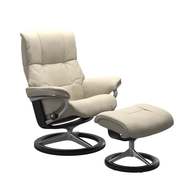 Weekendaanbieding Stressless Mayfair M Signature chroom relaxfauteuil met hocker-Batick Cream-Eiken