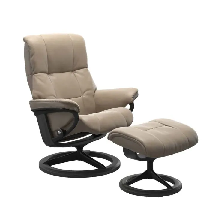 Stressless Mayfair M Signature zwart relaxfauteuil met hocker-Cori Fog-Grijs Beperkt Aanbod