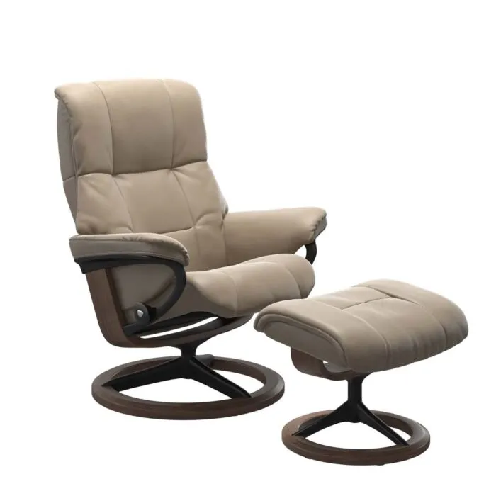 Nieuw Stressless Mayfair M Signature zwart relaxfauteuil met hocker-Cori Fog-Walnoot