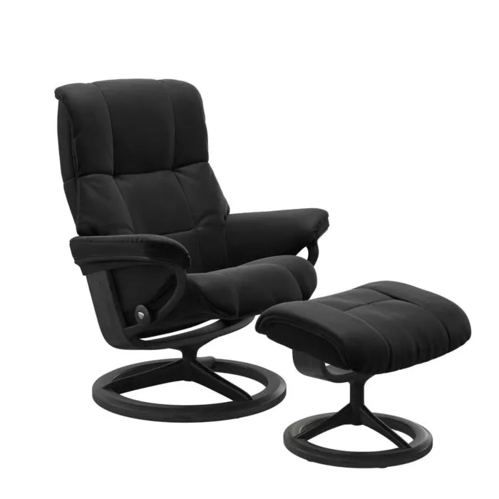 Lage Kosten Stressless Mayfair M Signature zwart relaxfauteuil met hocker-Paloma Black-Grijs