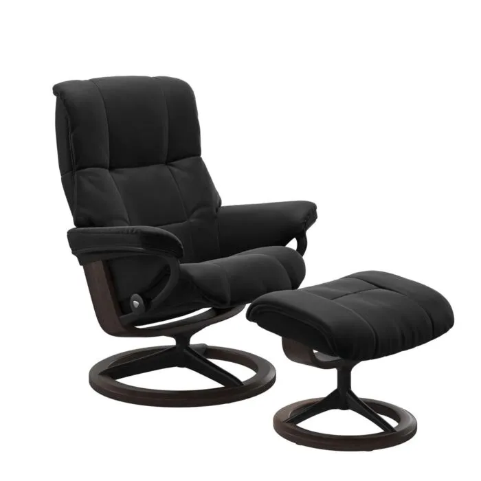 Stressless Mayfair M Signature zwart relaxfauteuil met hocker-Paloma Black-Wenge Snelle Levering