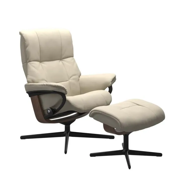 Stressless Mayfair M Cross zwart relaxfauteuil met hocker-Cori Fog-Walnoot Hete Deal