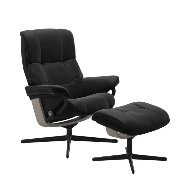 Exclusieve Aanbieding Stressless Mayfair M Cross zwart relaxfauteuil met hocker-Paloma Black-Whitewash